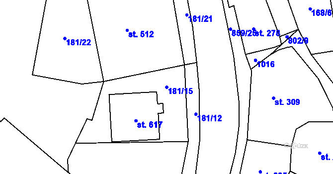 Parcela st. 181/15 v KÚ Zásmuky, Katastrální mapa