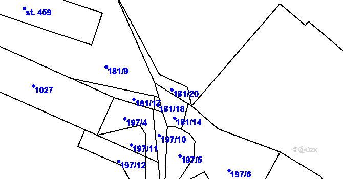 Parcela st. 181/20 v KÚ Zásmuky, Katastrální mapa