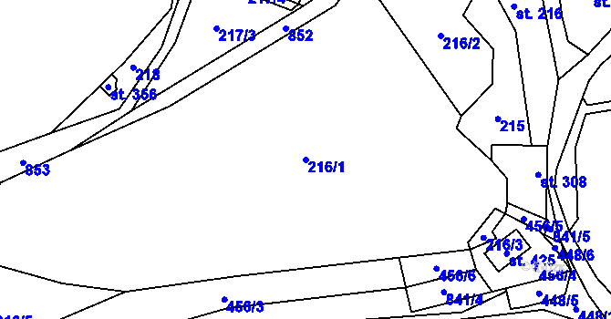 Parcela st. 216/1 v KÚ Zásmuky, Katastrální mapa