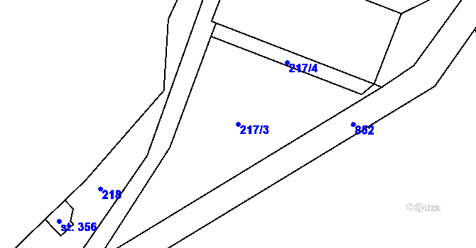 Parcela st. 217/3 v KÚ Zásmuky, Katastrální mapa