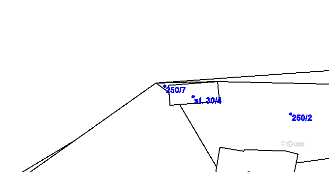 Parcela st. 250/7 v KÚ Zásmuky, Katastrální mapa