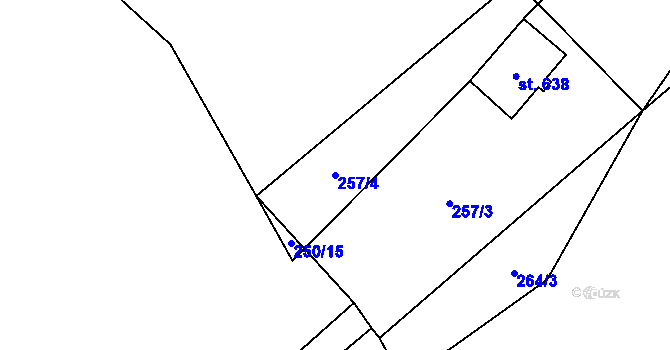 Parcela st. 257/4 v KÚ Zásmuky, Katastrální mapa