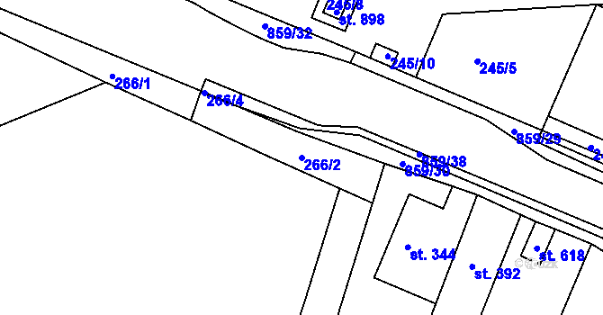 Parcela st. 266/2 v KÚ Zásmuky, Katastrální mapa