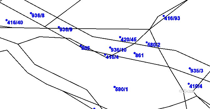Parcela st. 416/4 v KÚ Zásmuky, Katastrální mapa