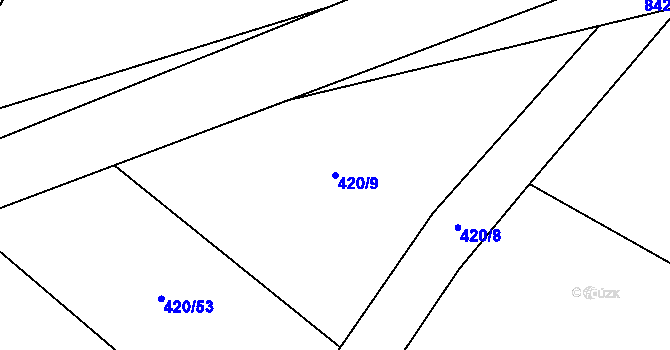 Parcela st. 420/9 v KÚ Zásmuky, Katastrální mapa