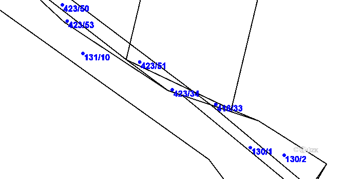 Parcela st. 423/34 v KÚ Zásmuky, Katastrální mapa