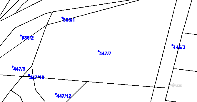 Parcela st. 447/7 v KÚ Zásmuky, Katastrální mapa