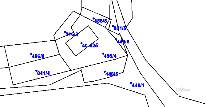 Parcela st. 456/4 v KÚ Zásmuky, Katastrální mapa