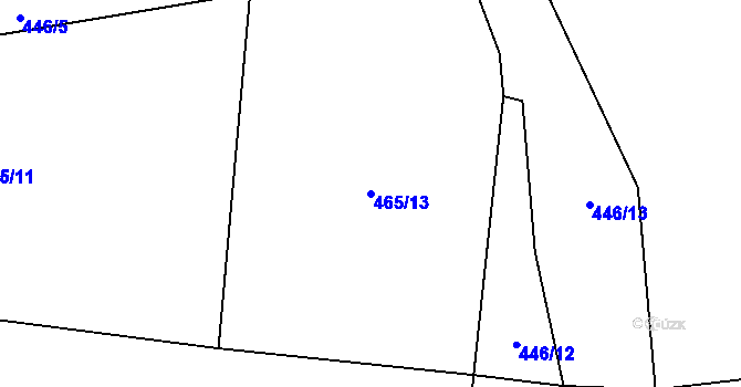 Parcela st. 465/13 v KÚ Zásmuky, Katastrální mapa