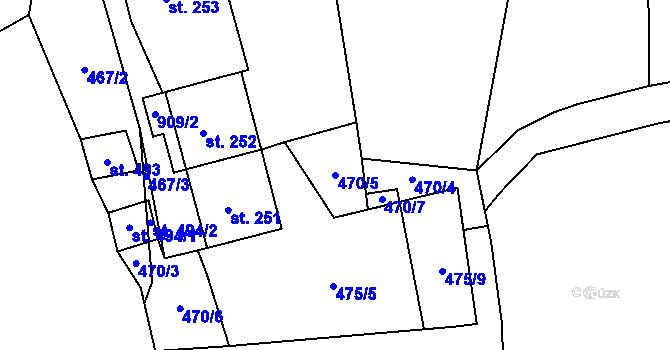 Parcela st. 470/5 v KÚ Zásmuky, Katastrální mapa