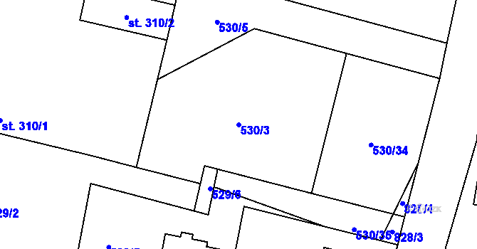 Parcela st. 530/3 v KÚ Zásmuky, Katastrální mapa