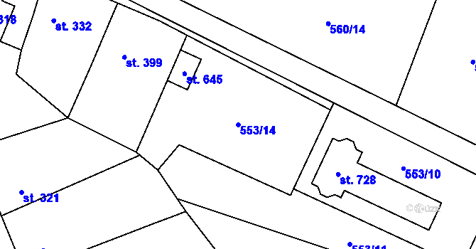 Parcela st. 553/14 v KÚ Zásmuky, Katastrální mapa