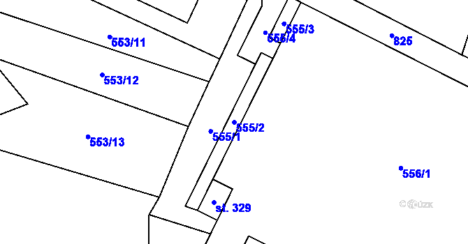 Parcela st. 555/2 v KÚ Zásmuky, Katastrální mapa