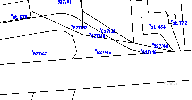 Parcela st. 627/46 v KÚ Zásmuky, Katastrální mapa