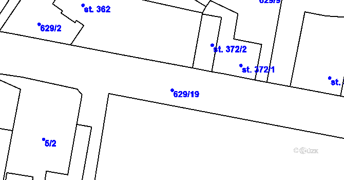 Parcela st. 629/19 v KÚ Zásmuky, Katastrální mapa