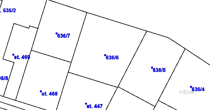 Parcela st. 636/6 v KÚ Zásmuky, Katastrální mapa