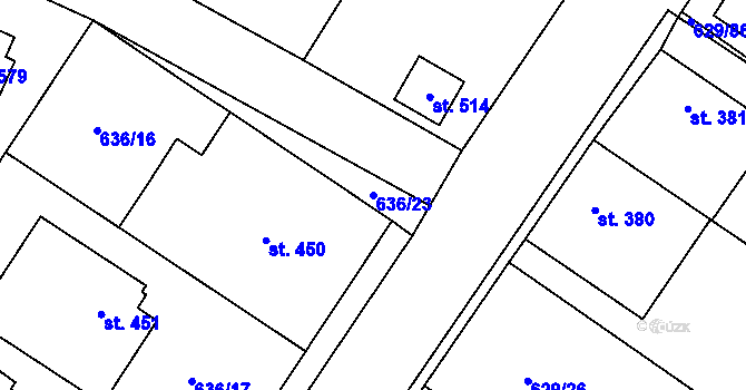 Parcela st. 636/23 v KÚ Zásmuky, Katastrální mapa