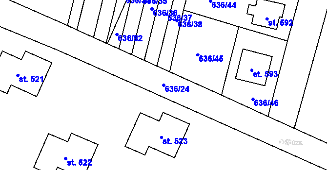 Parcela st. 636/24 v KÚ Zásmuky, Katastrální mapa