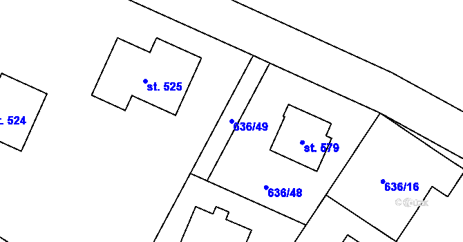 Parcela st. 636/49 v KÚ Zásmuky, Katastrální mapa