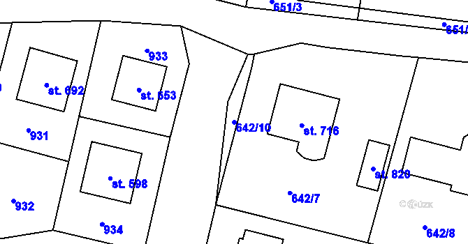 Parcela st. 642/10 v KÚ Zásmuky, Katastrální mapa