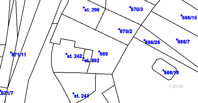 Parcela st. 669 v KÚ Zásmuky, Katastrální mapa