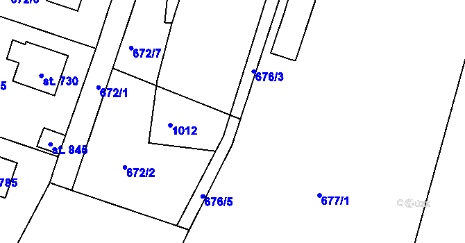 Parcela st. 676 v KÚ Zásmuky, Katastrální mapa