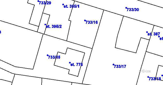 Parcela st. 733/70 v KÚ Zásmuky, Katastrální mapa