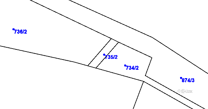 Parcela st. 735/2 v KÚ Zásmuky, Katastrální mapa