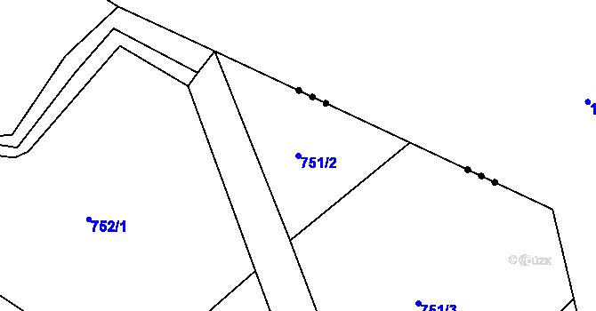 Parcela st. 751/2 v KÚ Zásmuky, Katastrální mapa