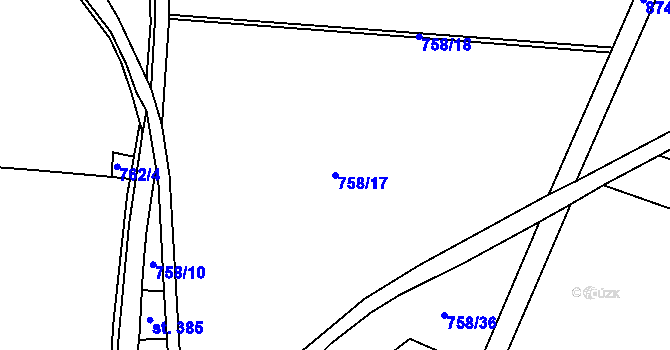 Parcela st. 758/17 v KÚ Zásmuky, Katastrální mapa