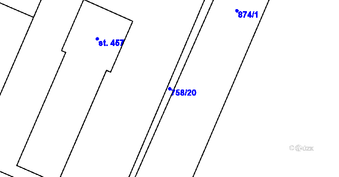 Parcela st. 758/20 v KÚ Zásmuky, Katastrální mapa