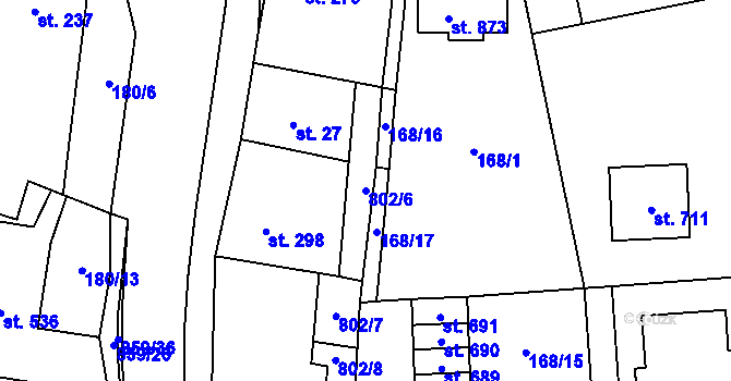 Parcela st. 802/6 v KÚ Zásmuky, Katastrální mapa