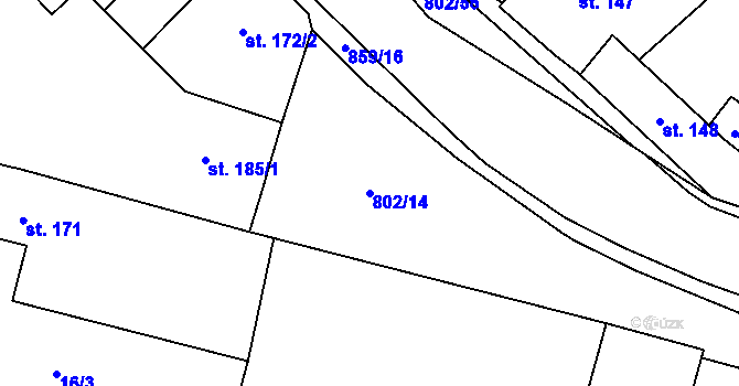 Parcela st. 802/14 v KÚ Zásmuky, Katastrální mapa