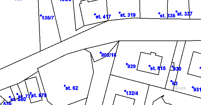 Parcela st. 802/18 v KÚ Zásmuky, Katastrální mapa