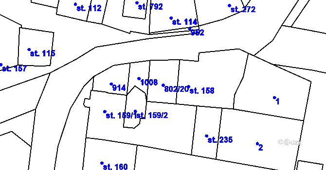 Parcela st. 802/20 v KÚ Zásmuky, Katastrální mapa