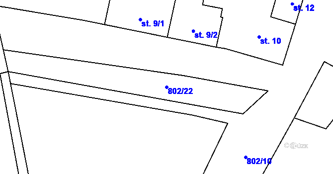Parcela st. 802/22 v KÚ Zásmuky, Katastrální mapa