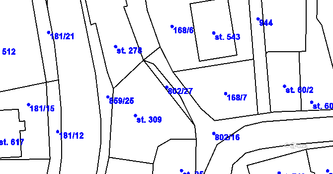 Parcela st. 802/27 v KÚ Zásmuky, Katastrální mapa
