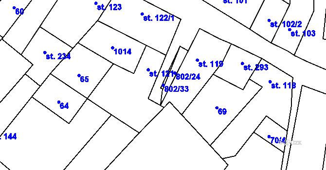 Parcela st. 802/33 v KÚ Zásmuky, Katastrální mapa