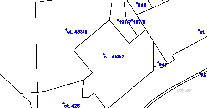 Parcela st. 458/2 v KÚ Zásmuky, Katastrální mapa