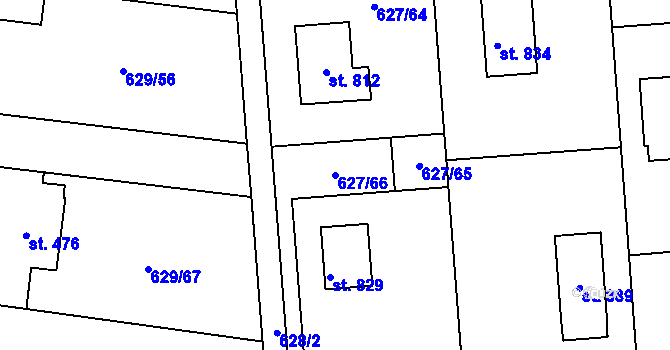 Parcela st. 627/66 v KÚ Zásmuky, Katastrální mapa