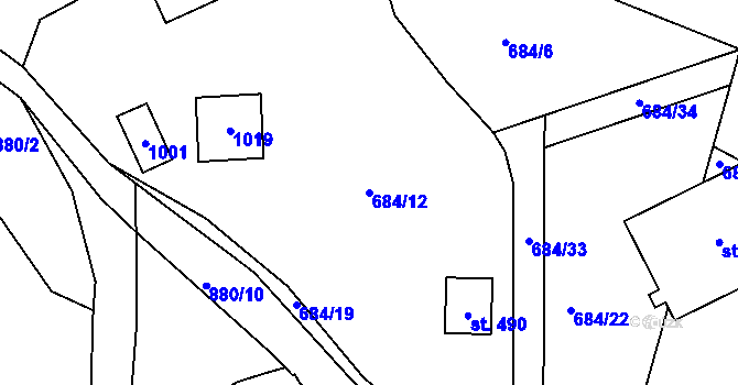 Parcela st. 684/12 v KÚ Zásmuky, Katastrální mapa