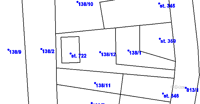Parcela st. 138/12 v KÚ Zásmuky, Katastrální mapa