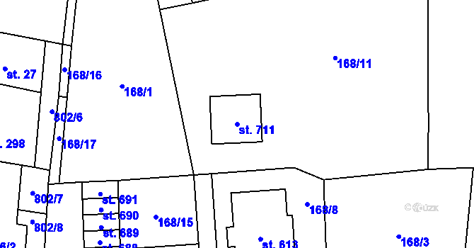 Parcela st. 711 v KÚ Zásmuky, Katastrální mapa