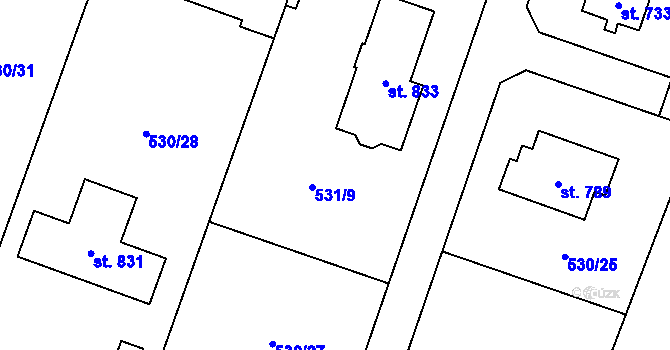 Parcela st. 530/26 v KÚ Zásmuky, Katastrální mapa