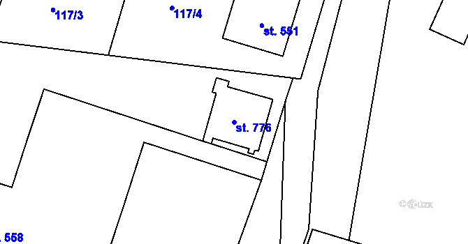 Parcela st. 776 v KÚ Zásmuky, Katastrální mapa
