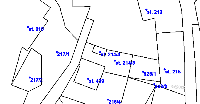 Parcela st. 214/4 v KÚ Zásmuky, Katastrální mapa