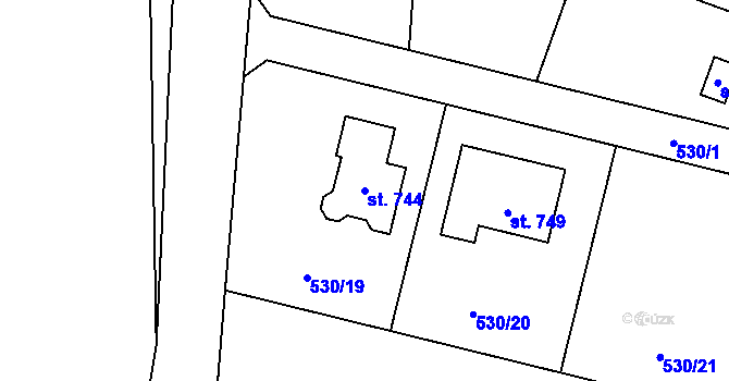 Parcela st. 744 v KÚ Zásmuky, Katastrální mapa