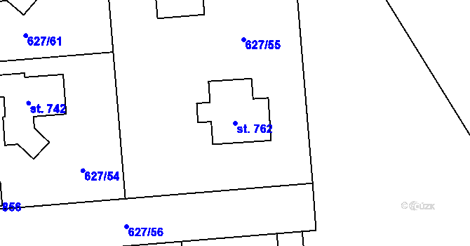 Parcela st. 762 v KÚ Zásmuky, Katastrální mapa