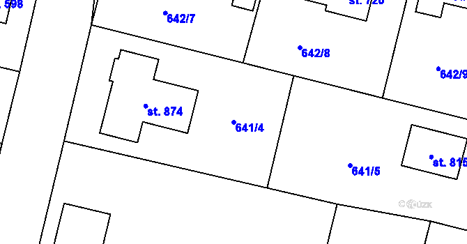 Parcela st. 641/4 v KÚ Zásmuky, Katastrální mapa