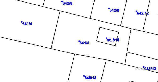 Parcela st. 641/5 v KÚ Zásmuky, Katastrální mapa